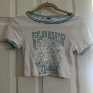 Baby Blue and White “Flower Power” Baby Tee
